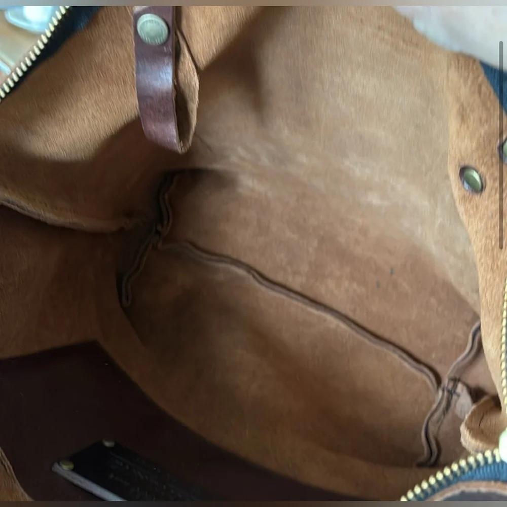 Portland Leather Medium zip top tote in the color Coldbrew - Picture 3 of 7